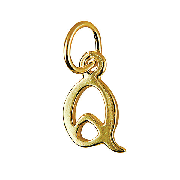 Block Initial Charm — Q, 9kt Rose Gold